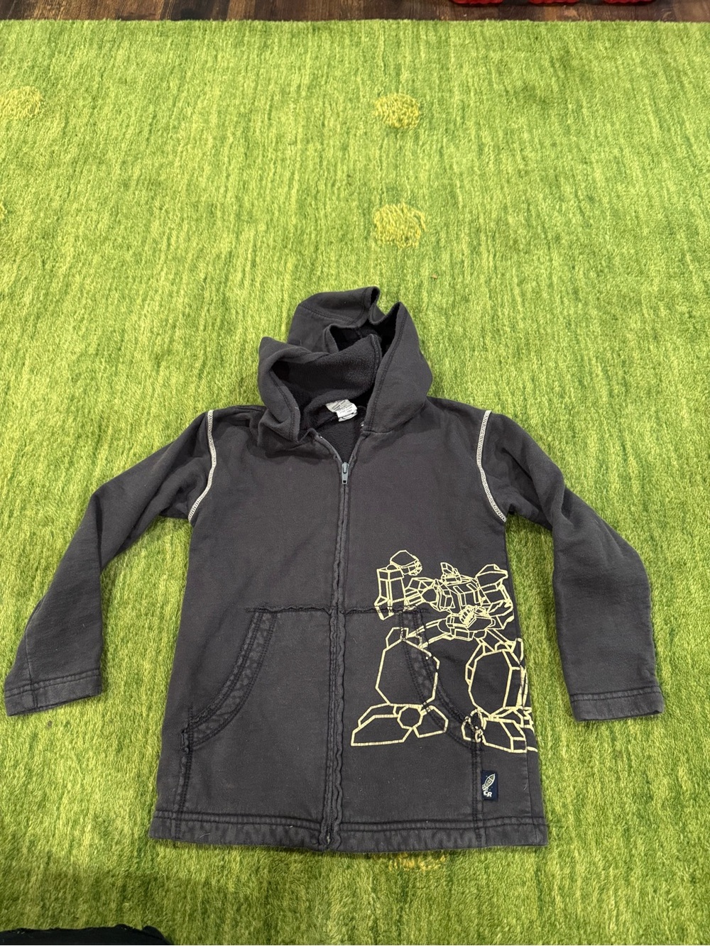 Vintage Y2K Retired 100% Cotton Robot Hoodie Size 4 Kids Charlie Rocket Zip Boys